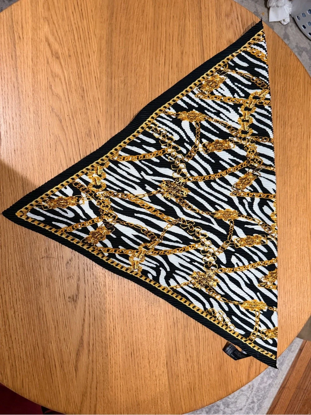 Zara Black, White & Gold Zebra Chain Print Scarf